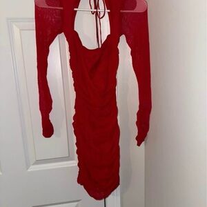 Lucy in the Sky Red Ruched Bodycon Mini Dress